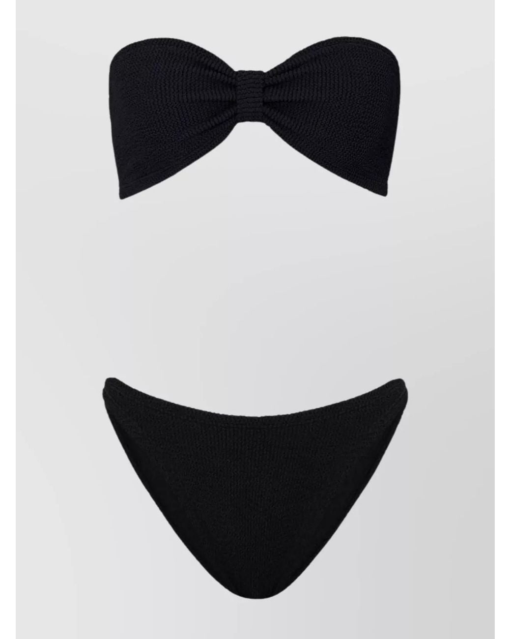 Hunza G Black Crinkle Strapless Bandeau Bikini