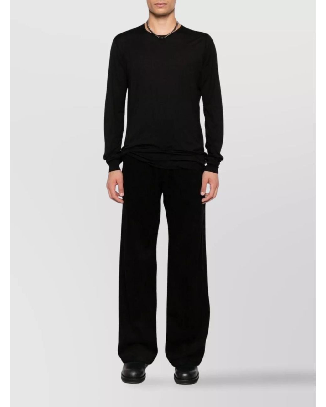 Rick Owens Black Cotton Crew Neck Long-Sleeve T-Shirt for men