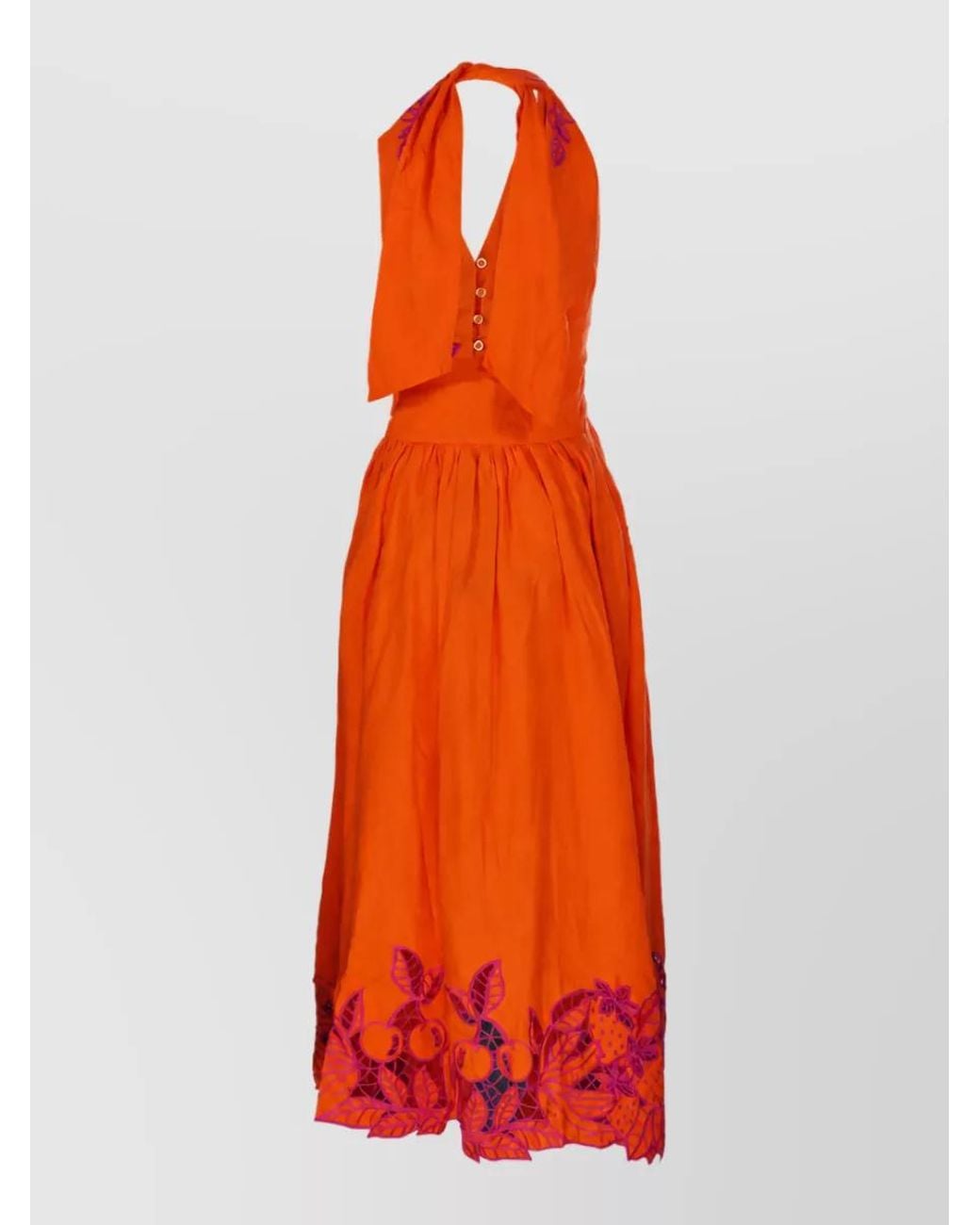 Farm Rio Red Linen Buttoned Maxi Dress
