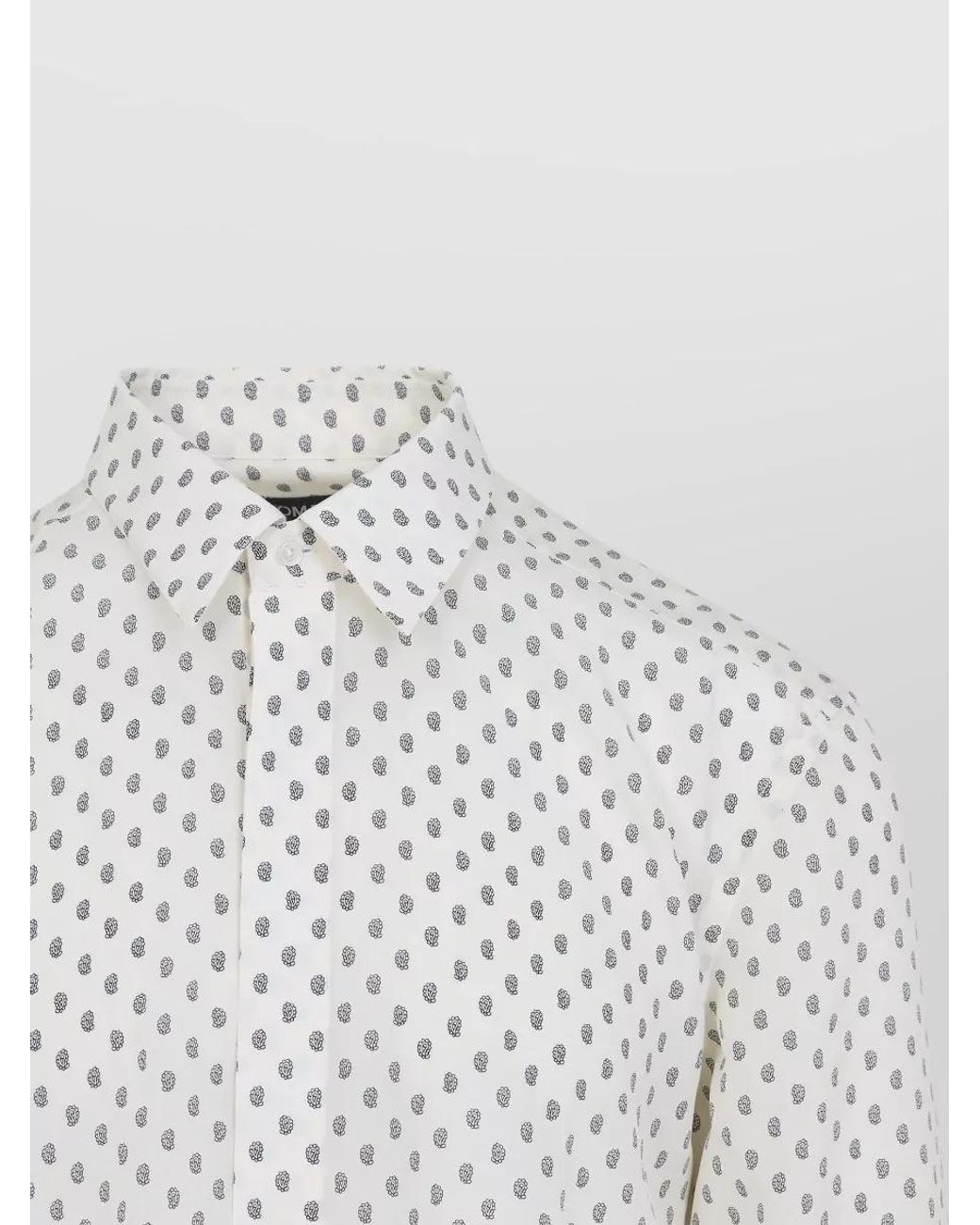Tom Ford White Silk Paisley Print Long-Sleeve Shirt for men