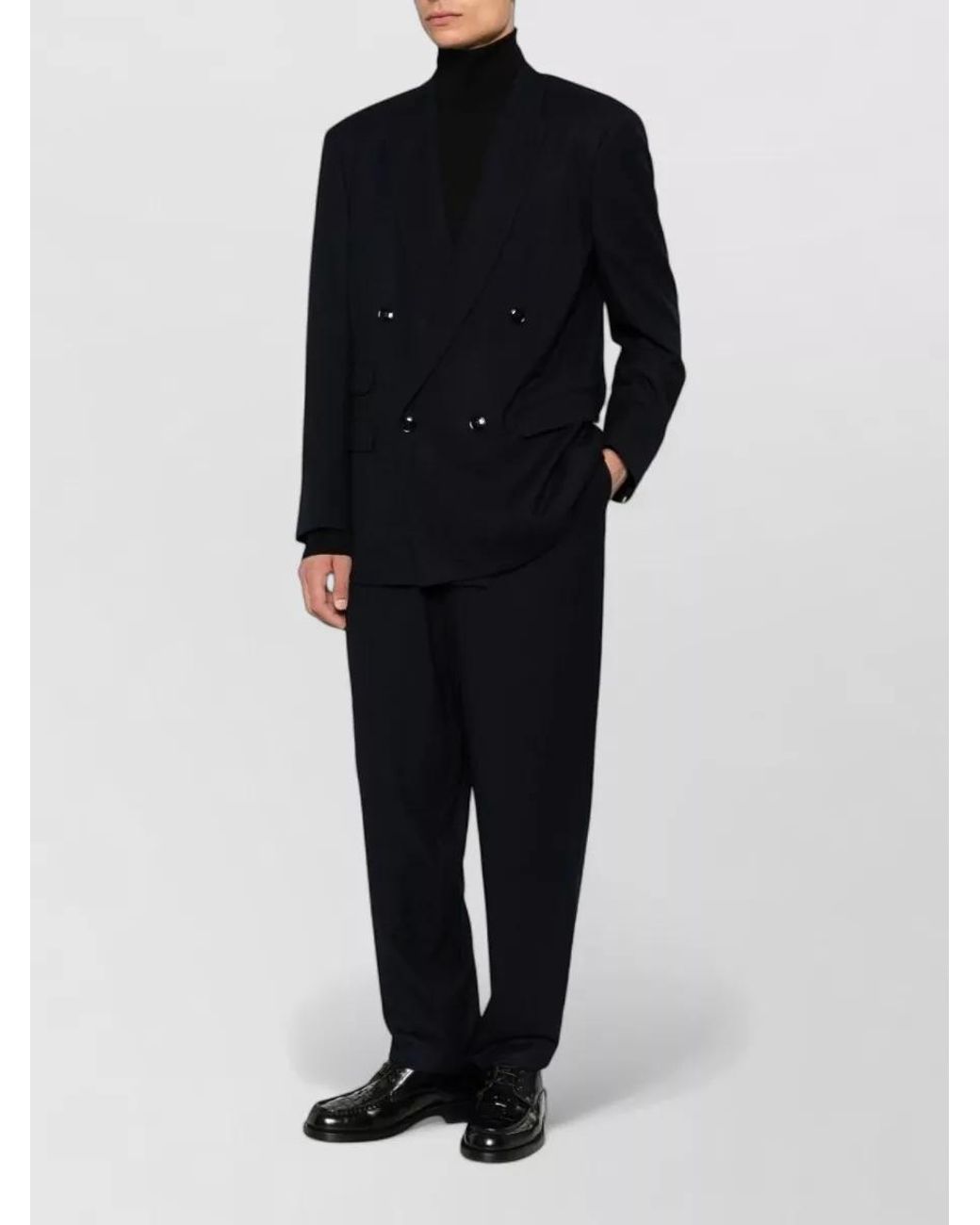 Giorgio Armani Blue Wool Double-Breasted Coat for men