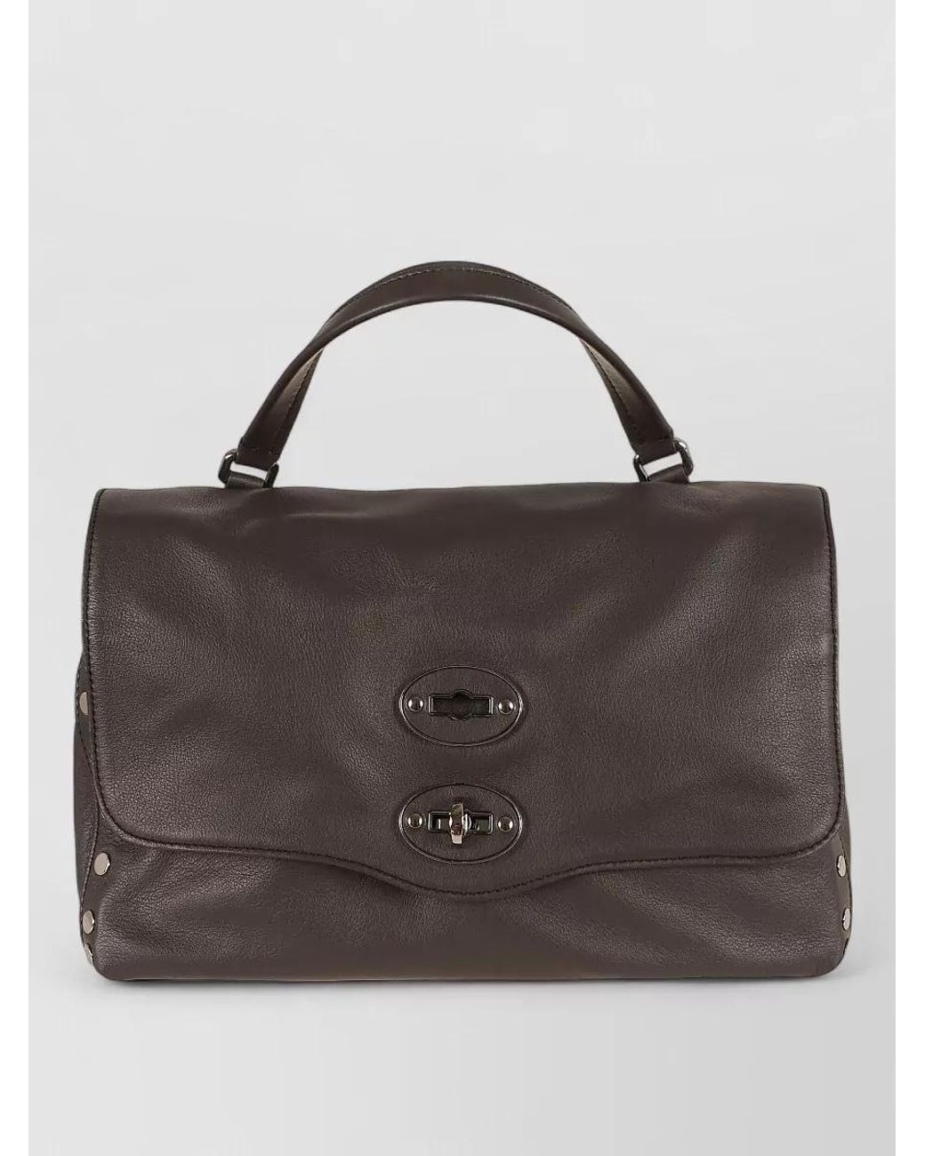 Zanellato Brown Leather Studded Shoulder Bag