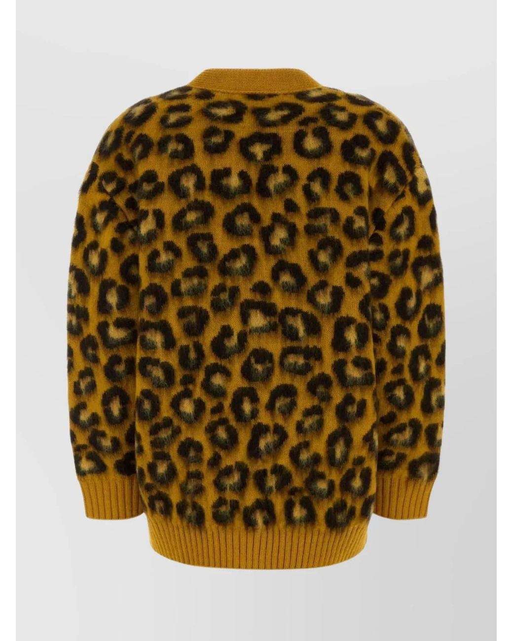 Bottega Veneta Metallic Ribbed Oversized Leopard Cardigan