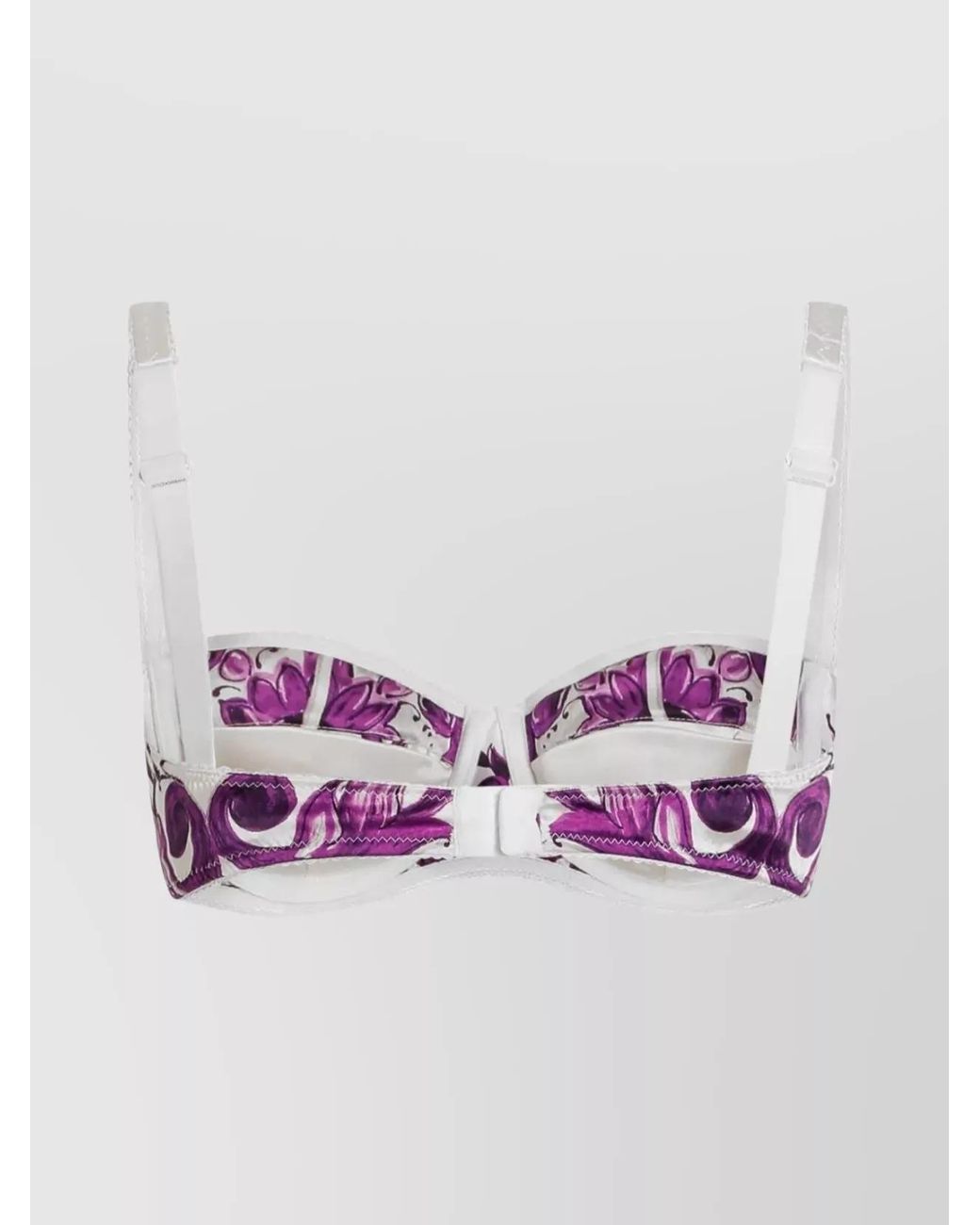 Dolce & Gabbana Purple Silk Graphic Print Balconette Bra