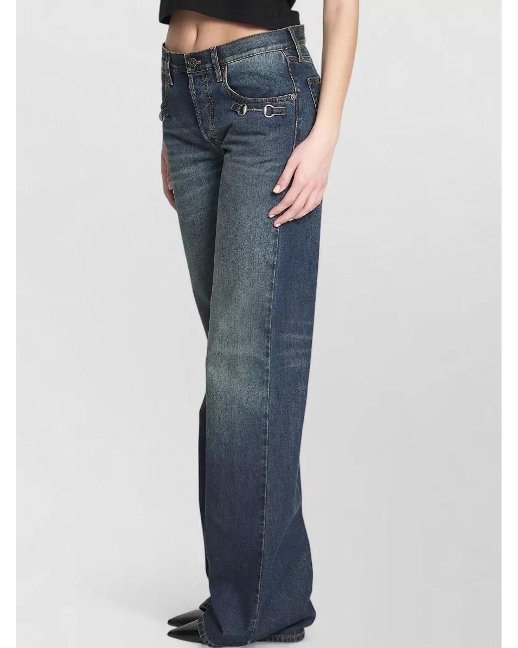 Gucci Blue Cotton Denim Low-Rise Straight-Leg Jeans