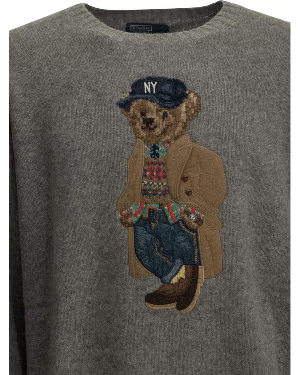 Polo Ralph Lauren Gray Wool Cashmere Crew-Neck Sweater for men
