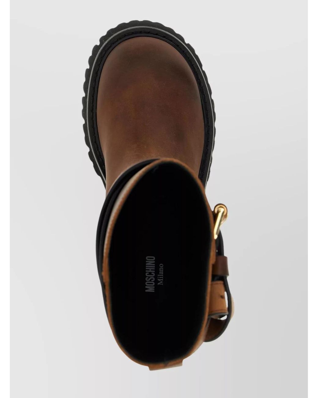 Moschino Brown Leather Brick Boots