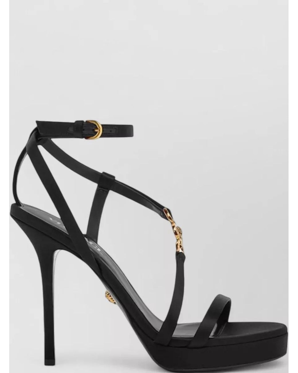 Versace Black Crystal Embellished Satin Platform Sandals
