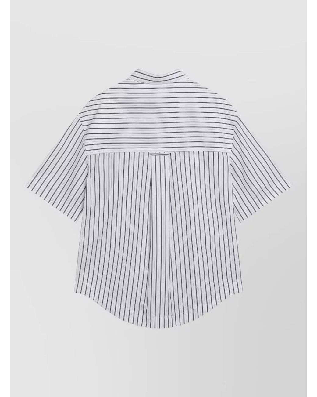 AMI White Striped Oversized Cotton Short-Sleeve Shirt for men