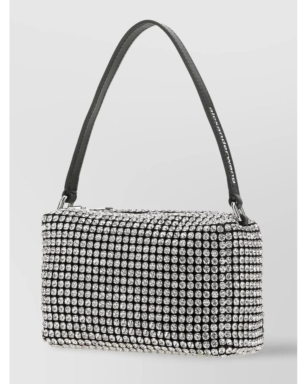 Alexander Wang White Heiress Medium Crystal-Embellished Leather Shoulder Bag
