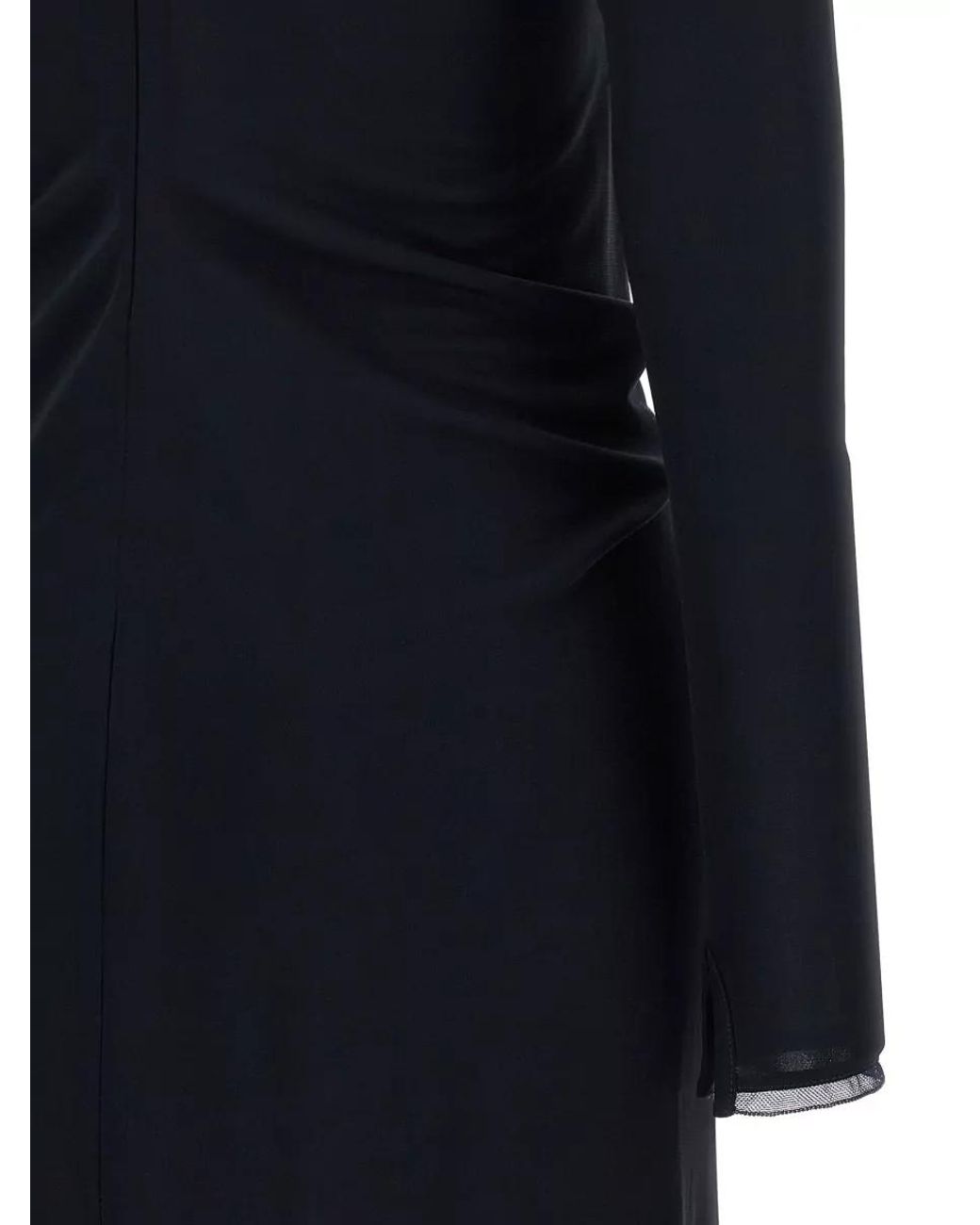 Fabiana Filippi Blue Draped High Neck Long Sleeve Maxi Dress
