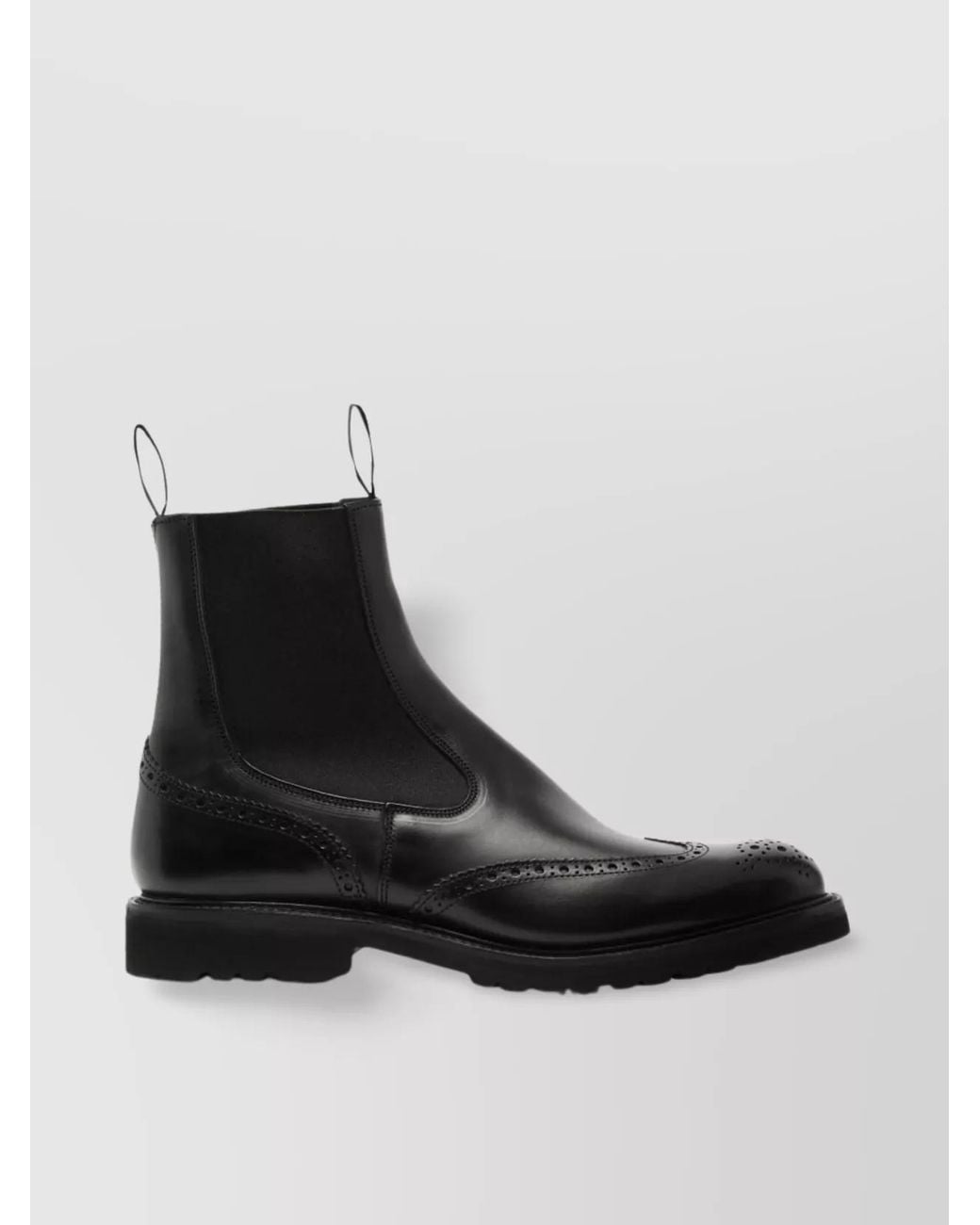 Tricker's Black Leather Brogue Country Boots for men