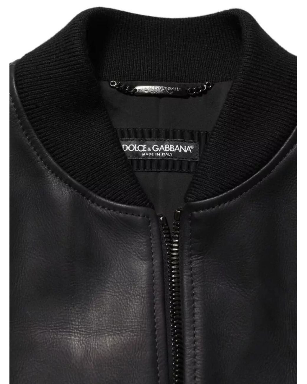 Dolce & Gabbana Black Leather Biker Jacket for men