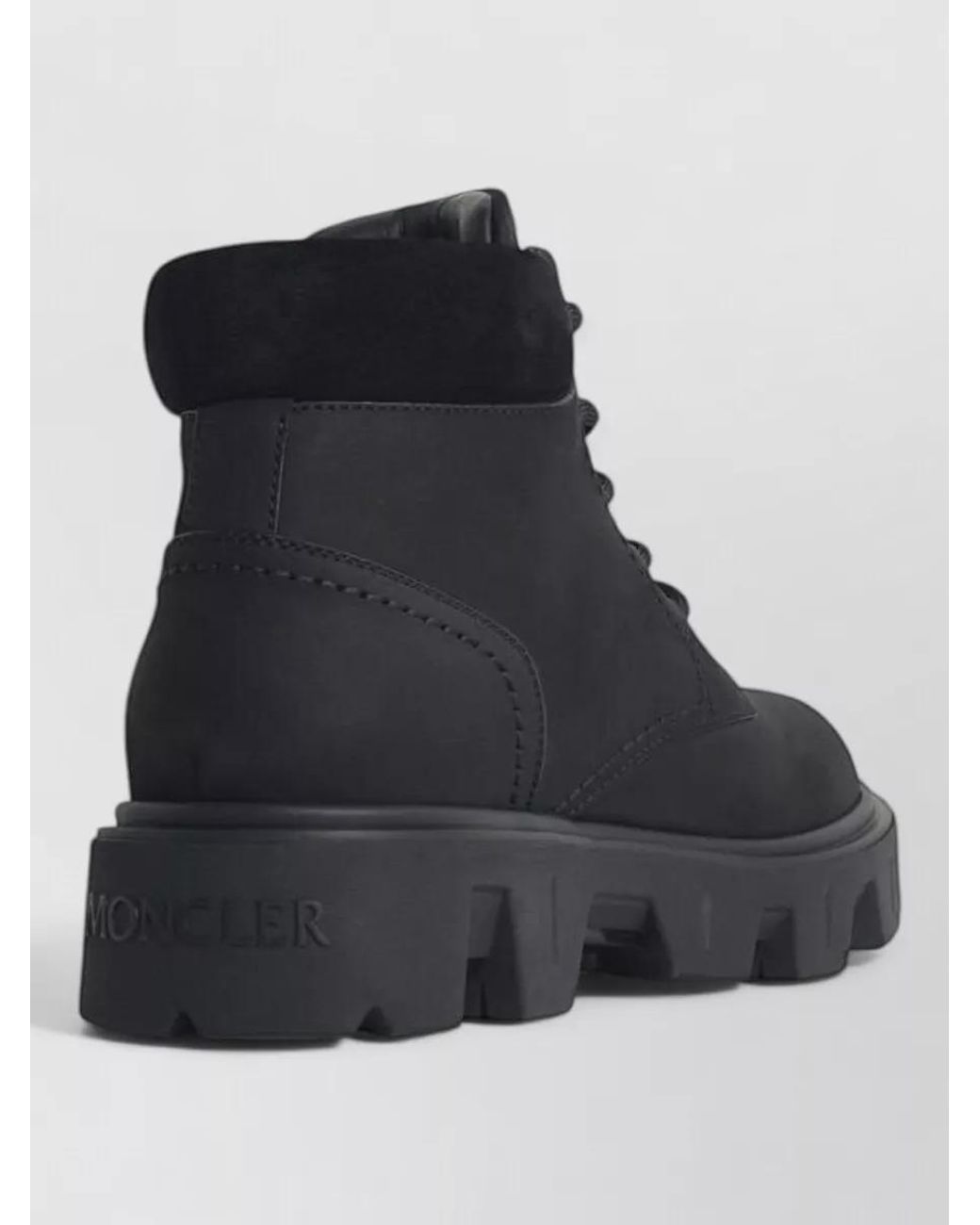 Moncler Black Leather Ankle Boots for men