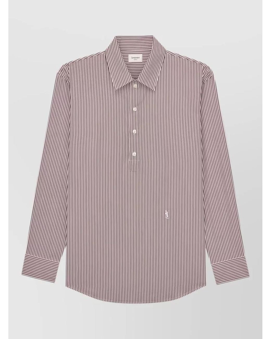 Saint Laurent Purple Striped Cotton Poplin Shirt for men