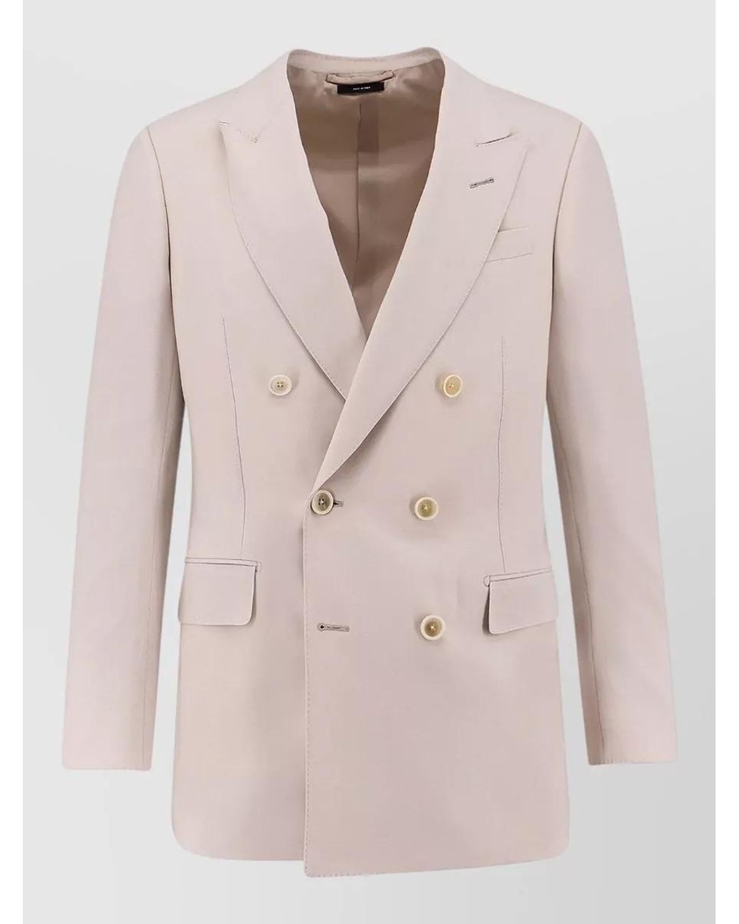 Tom Ford Natural Wool Cashmere Silk Double-Breasted Blazer for men