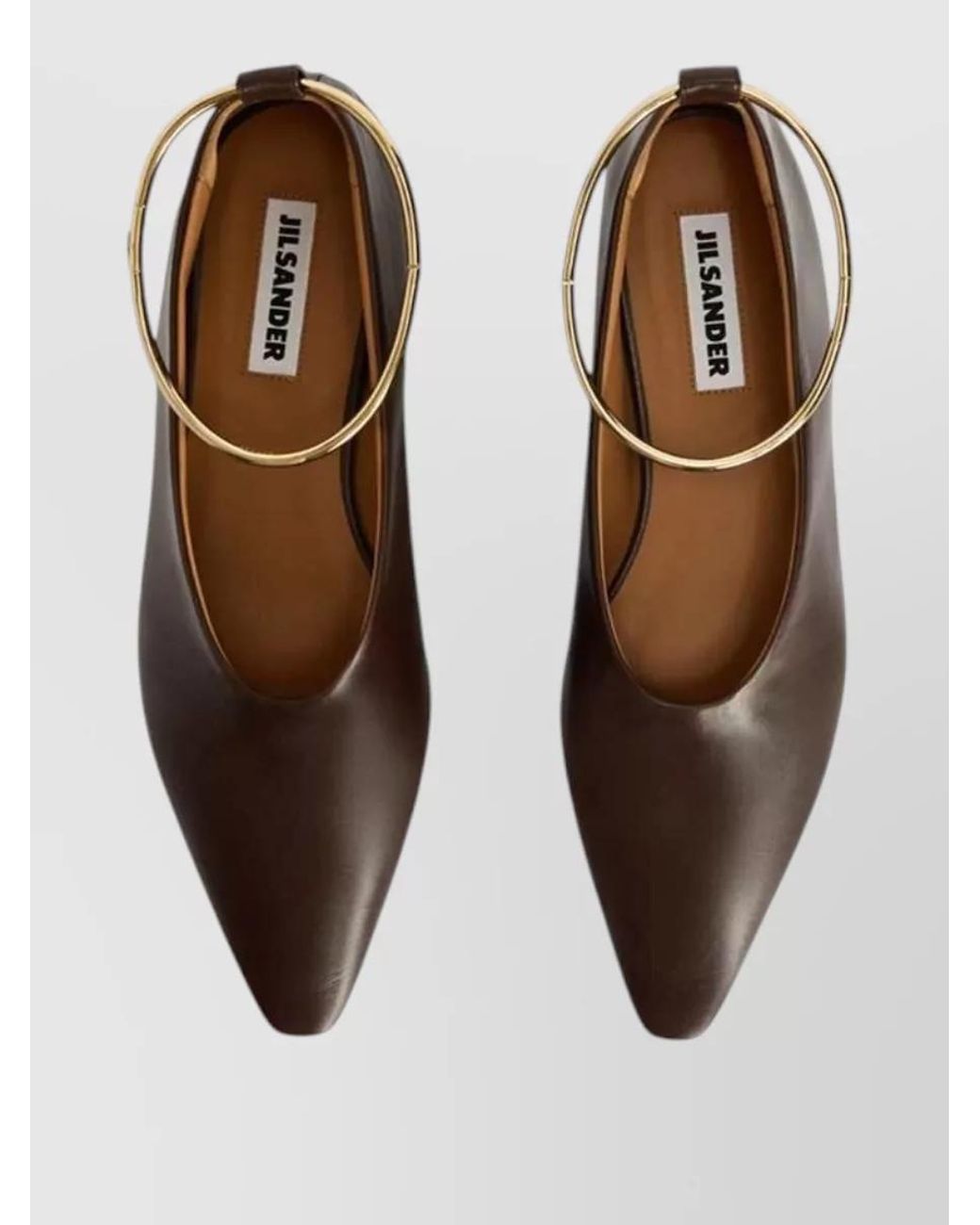 Jil Sander Brown Leather Ballerina Shoes