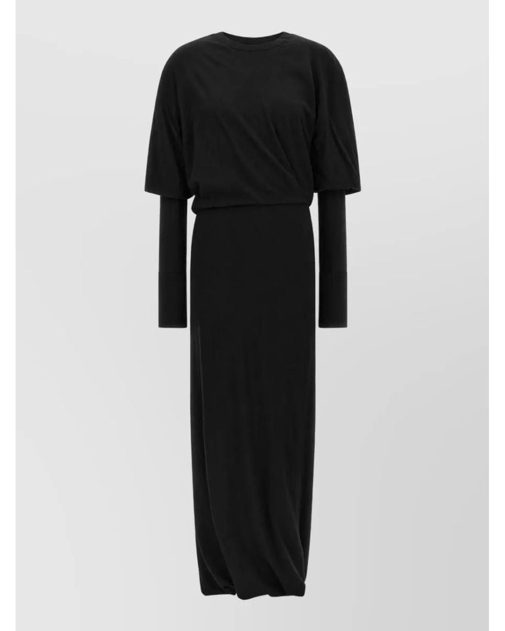 DARKPARK Black Wool Draped Cutout Maxi Dress