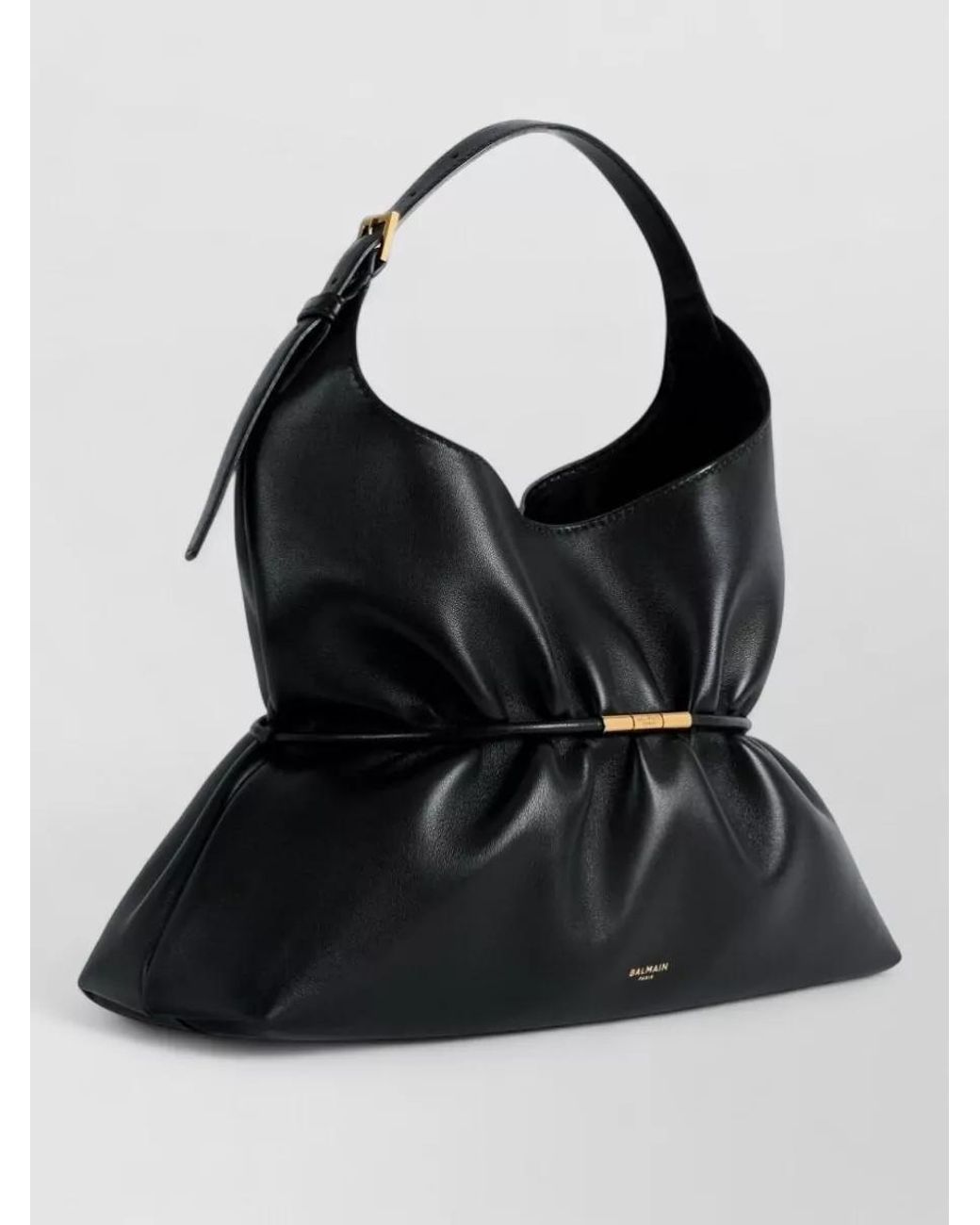 Balmain Black Medium Leather Shoulder Bag