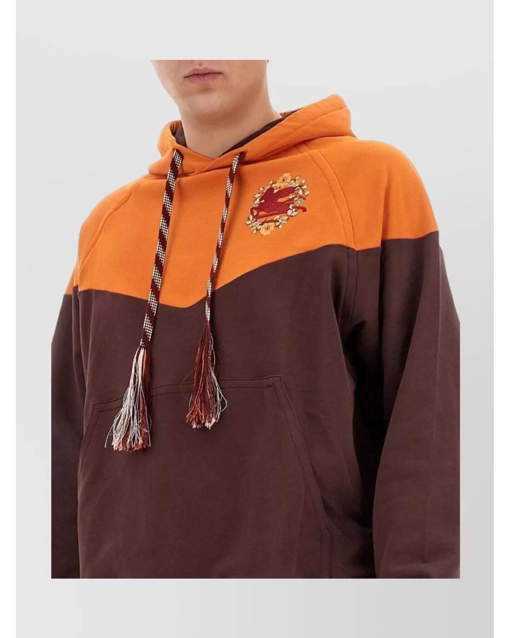 Etro Brown Regular-Fit Cotton Logo Hoodie for men