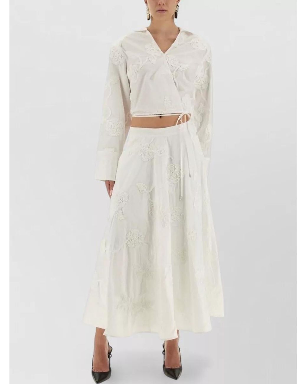 ROTATE BIRGER CHRISTENSEN White Organic Cotton Wrap Shirt Top