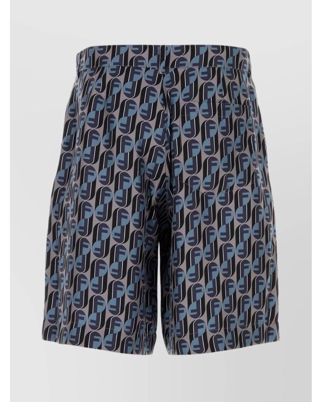 Fendi Blue Printed Silk Bermuda Shorts for men