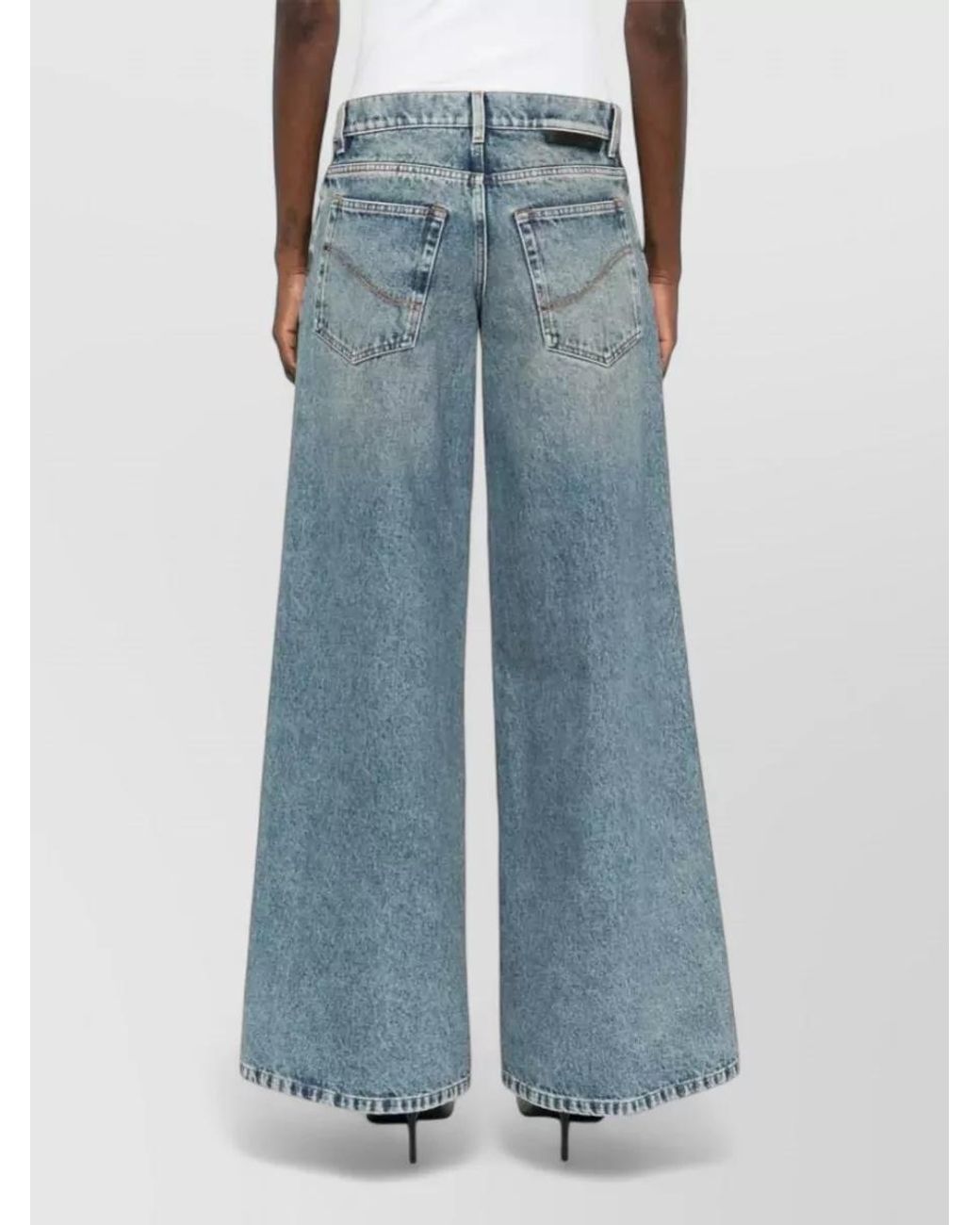 Stella McCartney Blue Denim Low-Rise Wide-Leg Lace-Up Jeans