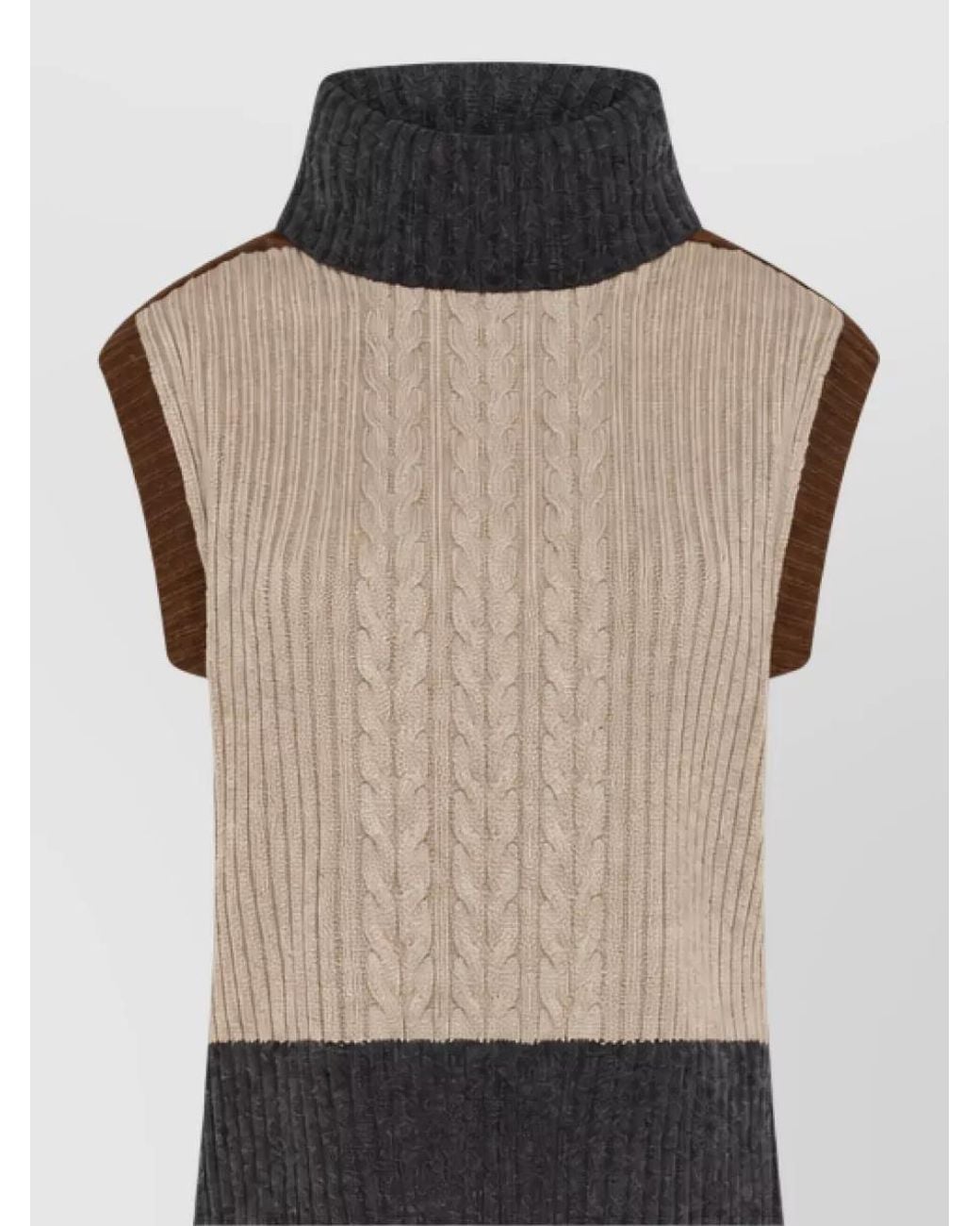 SEVENTY VENEZIA Black Cable-Knit Ribbed Wool-Blend Sleeveless Jumper