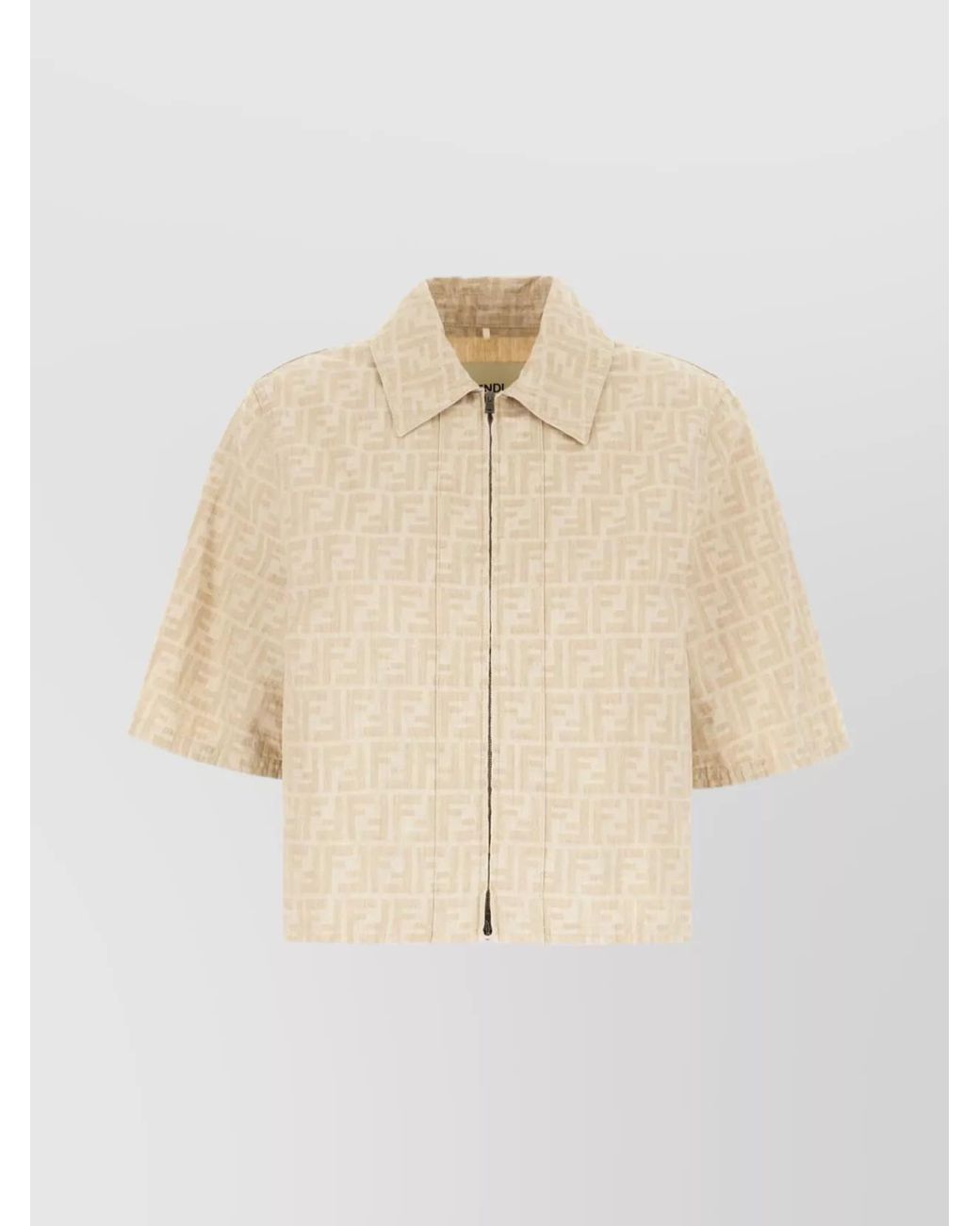 Fendi Natural Denim Ff Jacquard Cropped Jacket