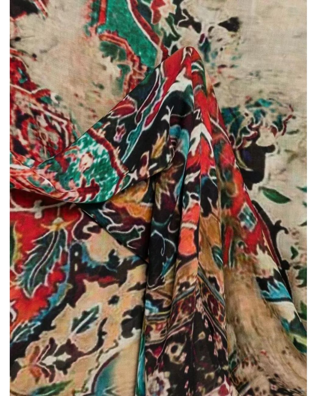 Faliero Sarti Gray Cashmere Floral Print Scarf