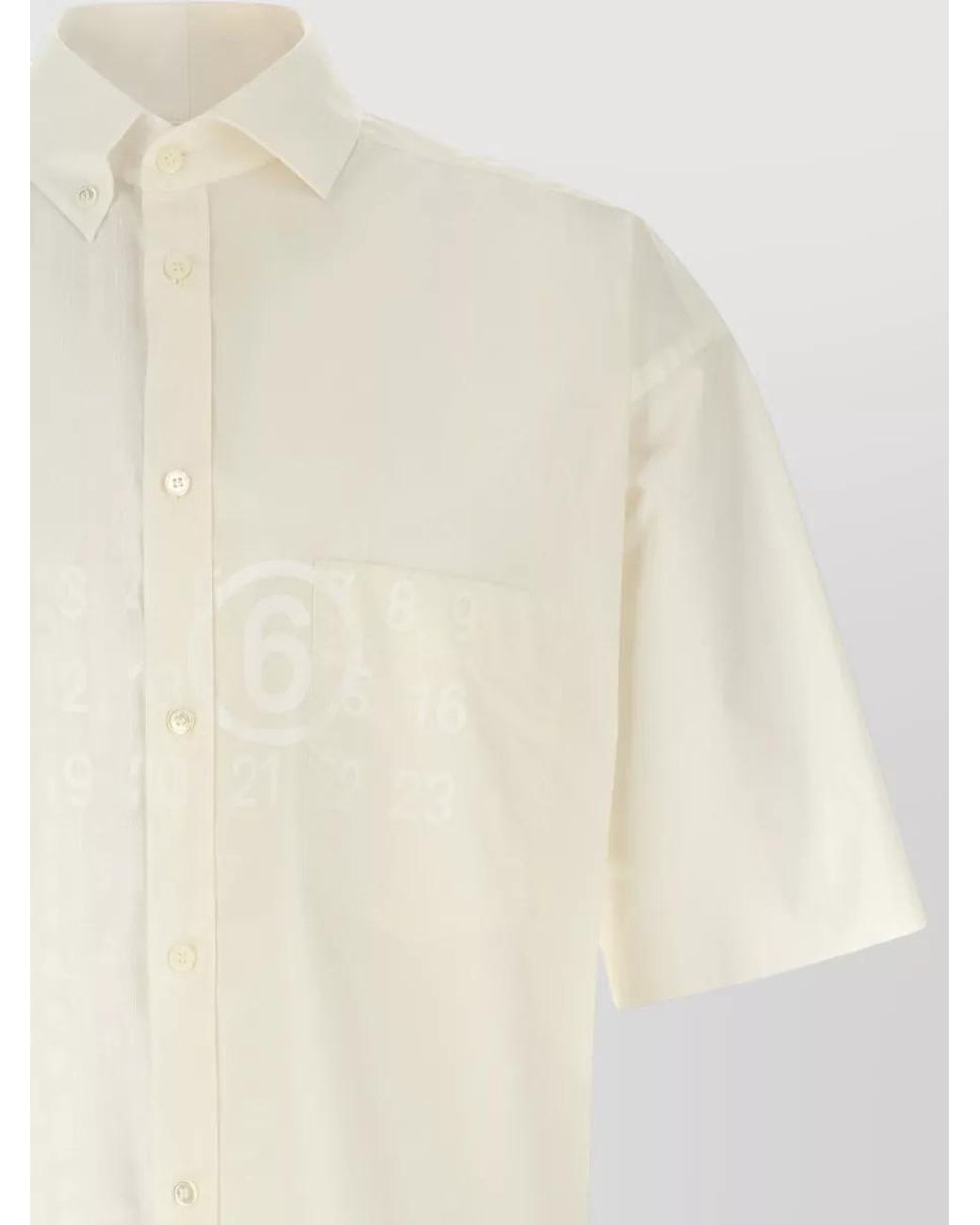 MM6 by Maison Margiela White Two Tone Cotton Asymmetric Short Sleeve Shirt for men