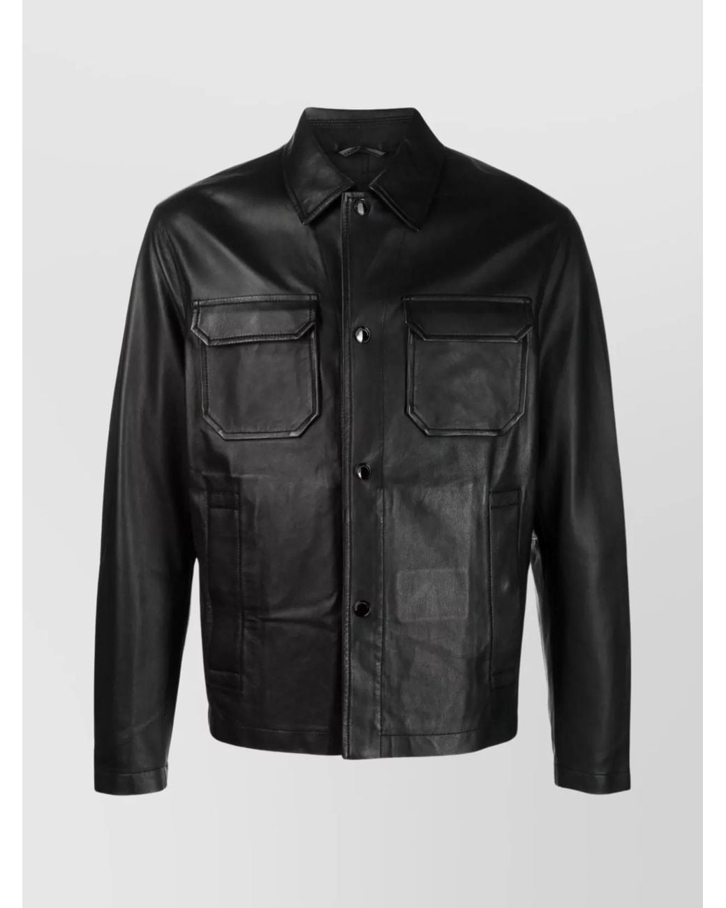 Emporio Armani Black Lambskin Leather Jacket for men