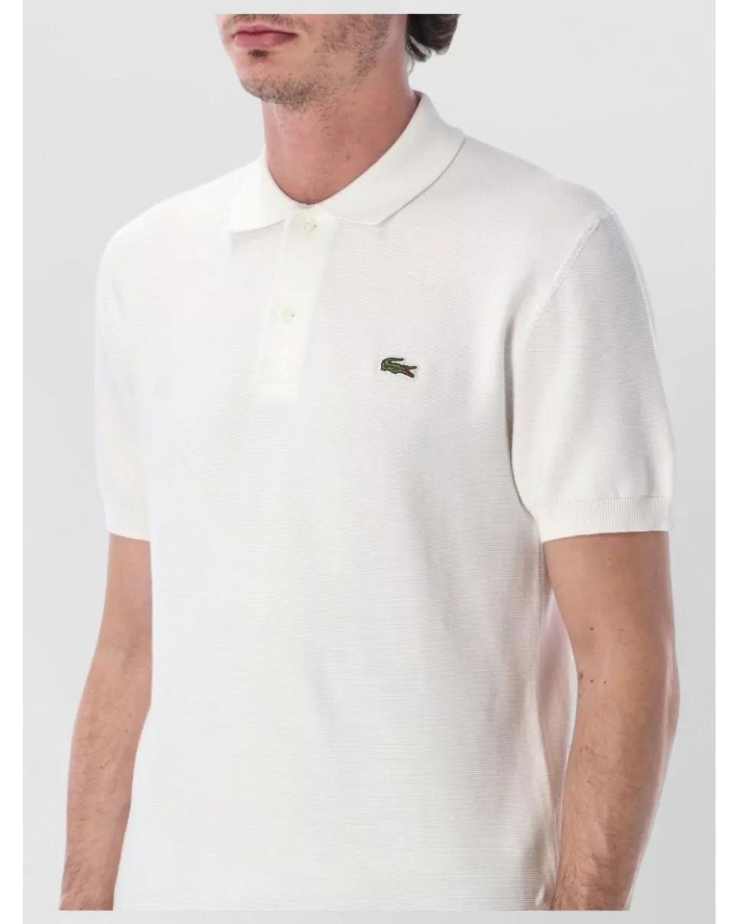 Lacoste Blue Bouclé Knit Short-Sleeve Polo Shirt for men