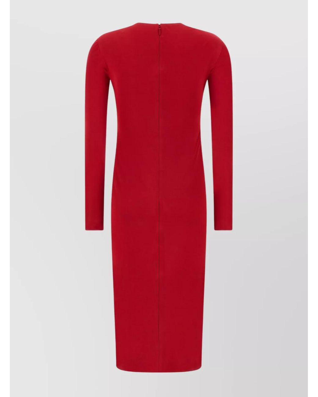 Versace Red Viscose Jersey Long-Sleeve Midi Dress