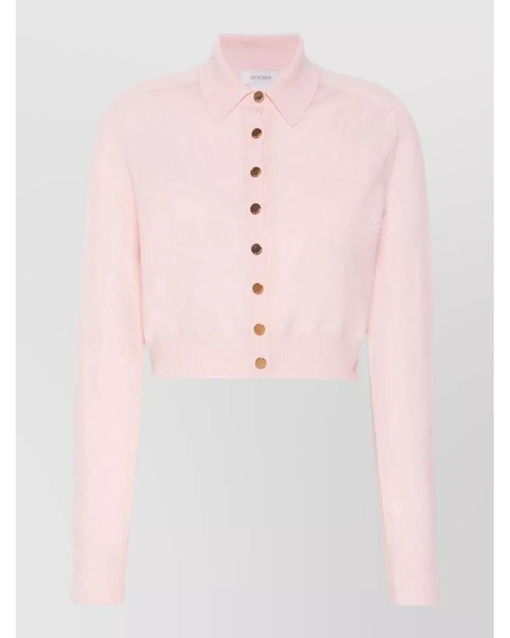 Sportmax Pink Virgin Wool Ribbed Hem Regular-Fit Cardigan