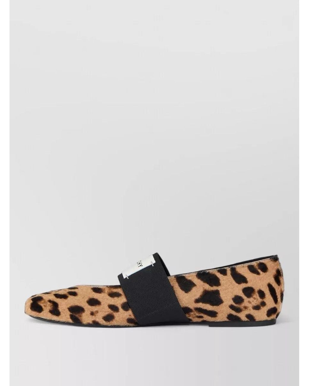 Givenchy White Leather Leopard-Print Square-Toe Ballerinas