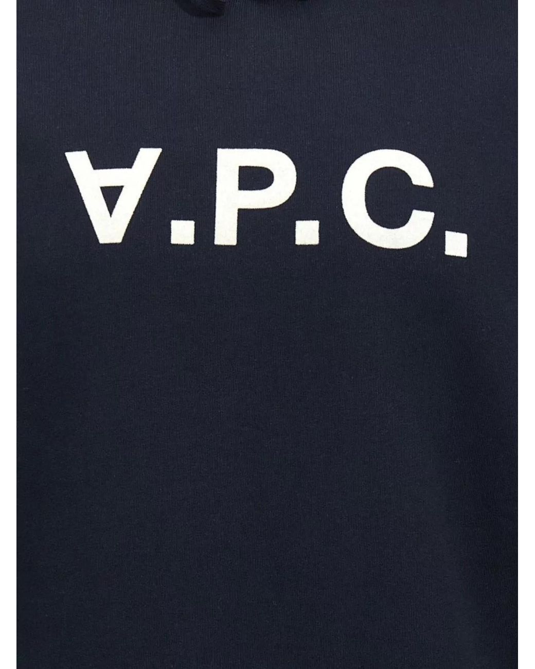 A.P.C. Blue Cotton Logo-Print Hoodie for men