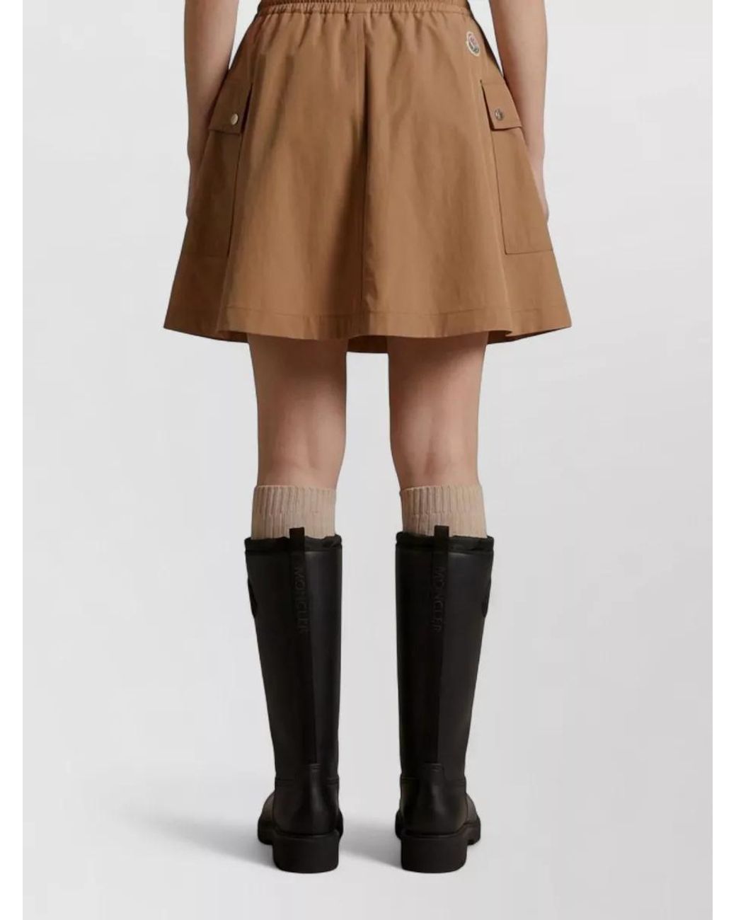 Moncler Natural Mid-Rise A-Line Mini Skirt