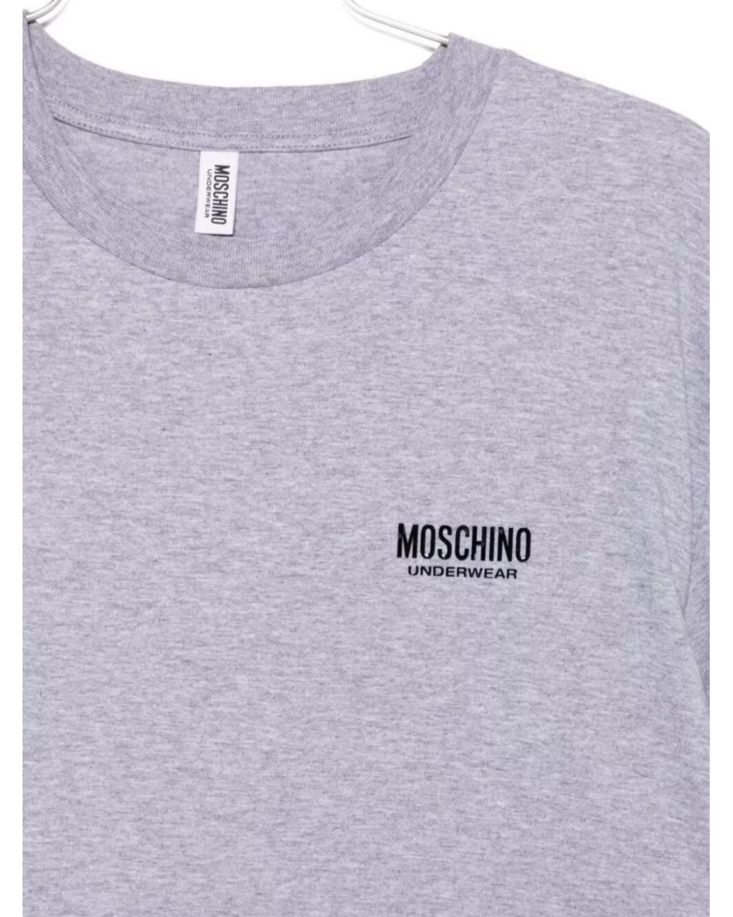 Moschino Purple Cotton Logo Embroidered T-Shirt for men