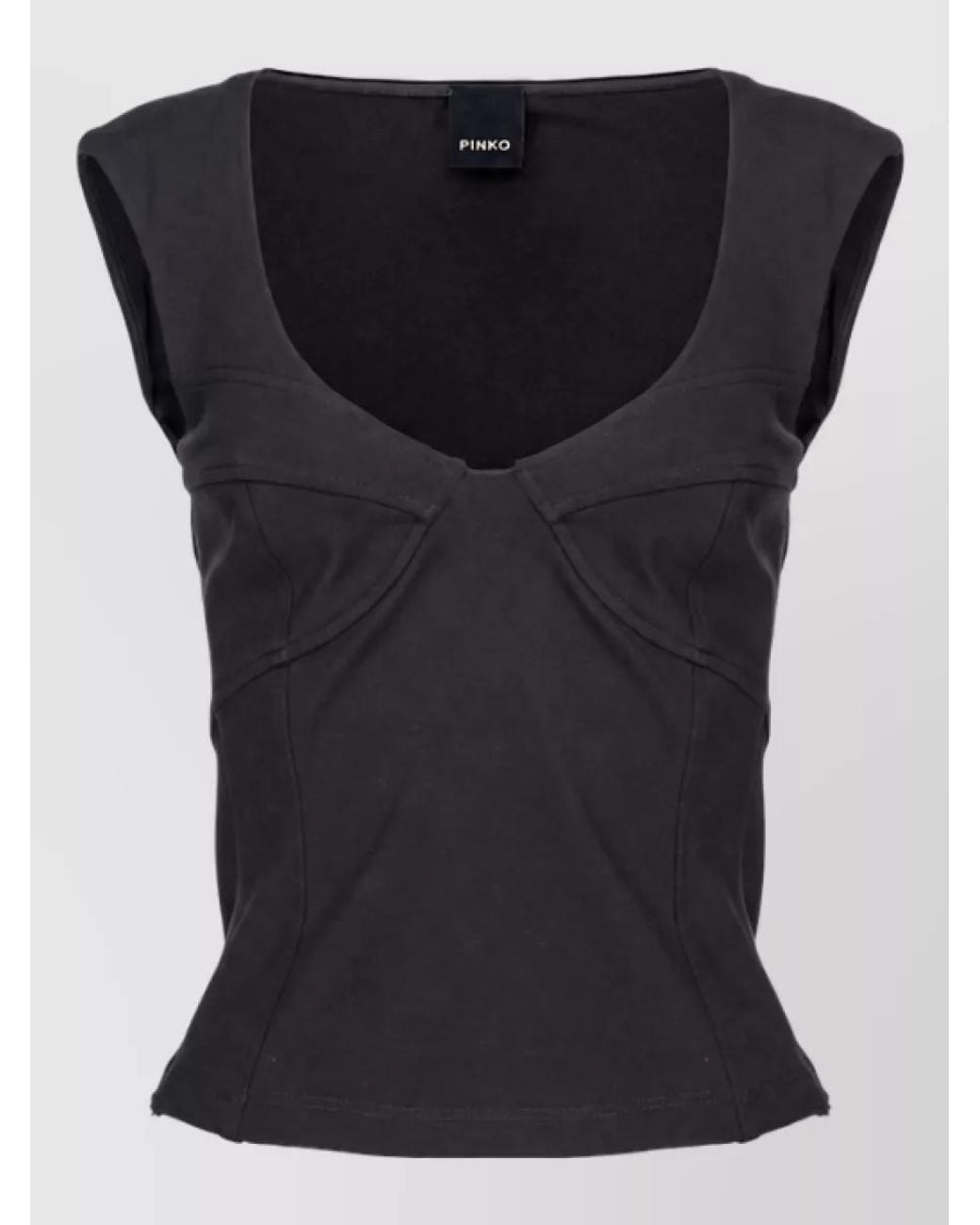 Pinko Black Sleeveless Square-Neck Top