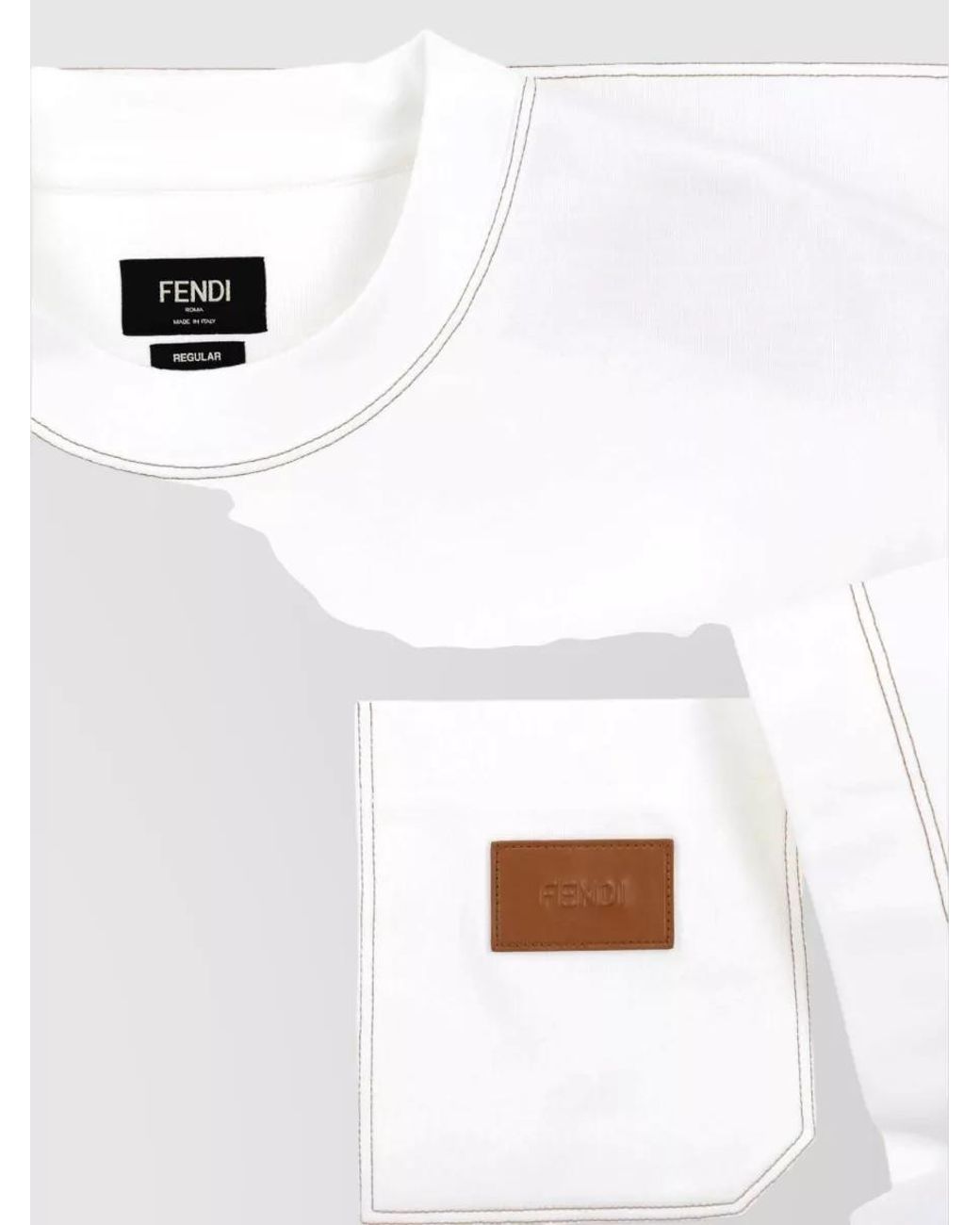 Fendi White Cotton Short-Sleeve Crew-Neck T-Shirt for men