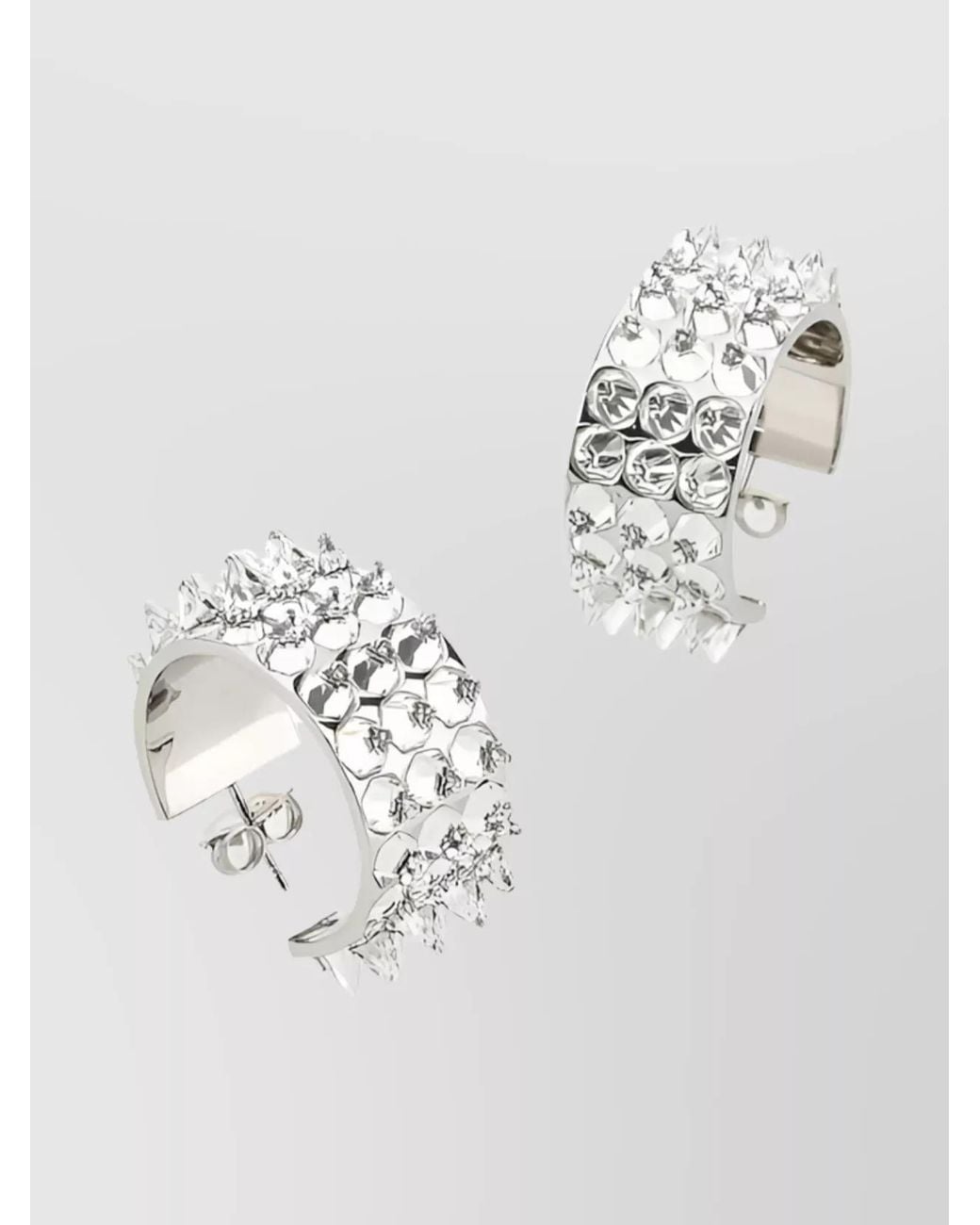 AMINA MUADDI White Embellished Hoop Earrings