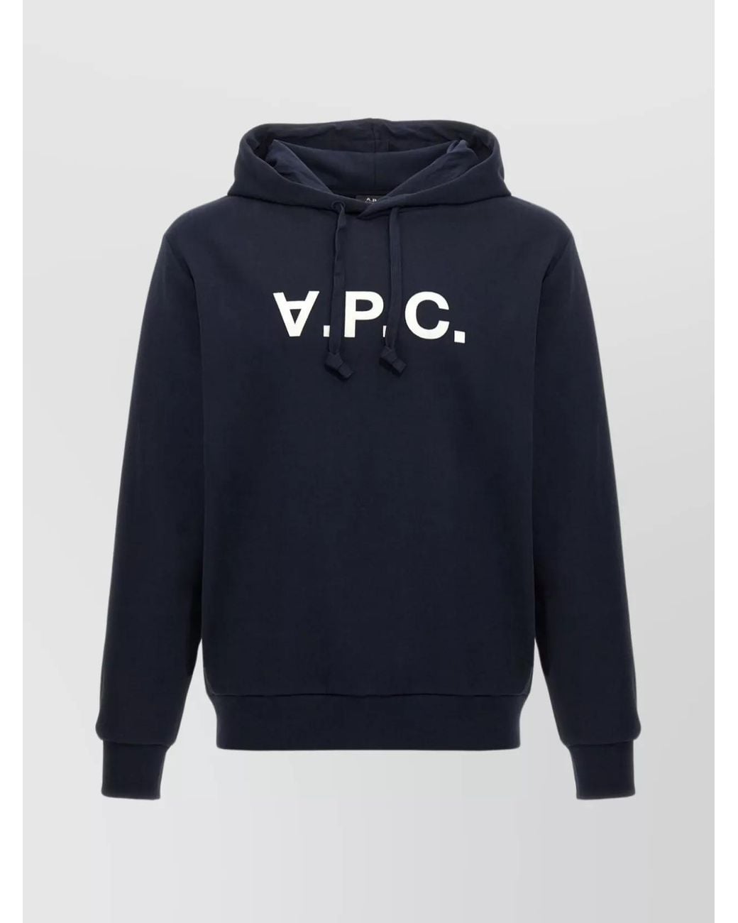 A.P.C. Blue Cotton Logo-Print Hoodie for men