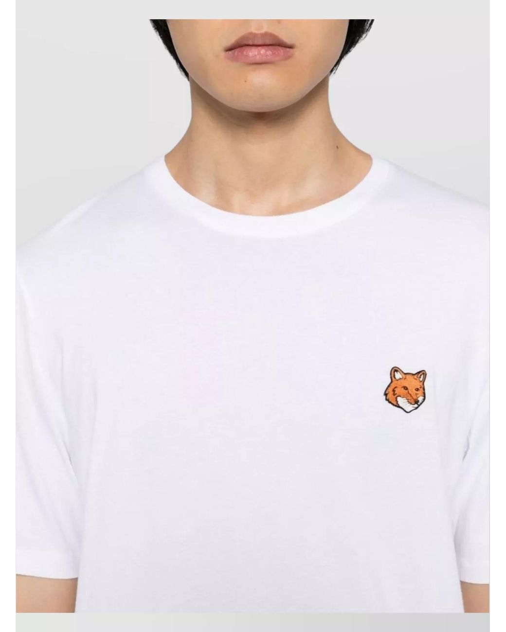 Maison Kitsuné White Organic Cotton Regular-Fit Fox Head T-Shirt for men