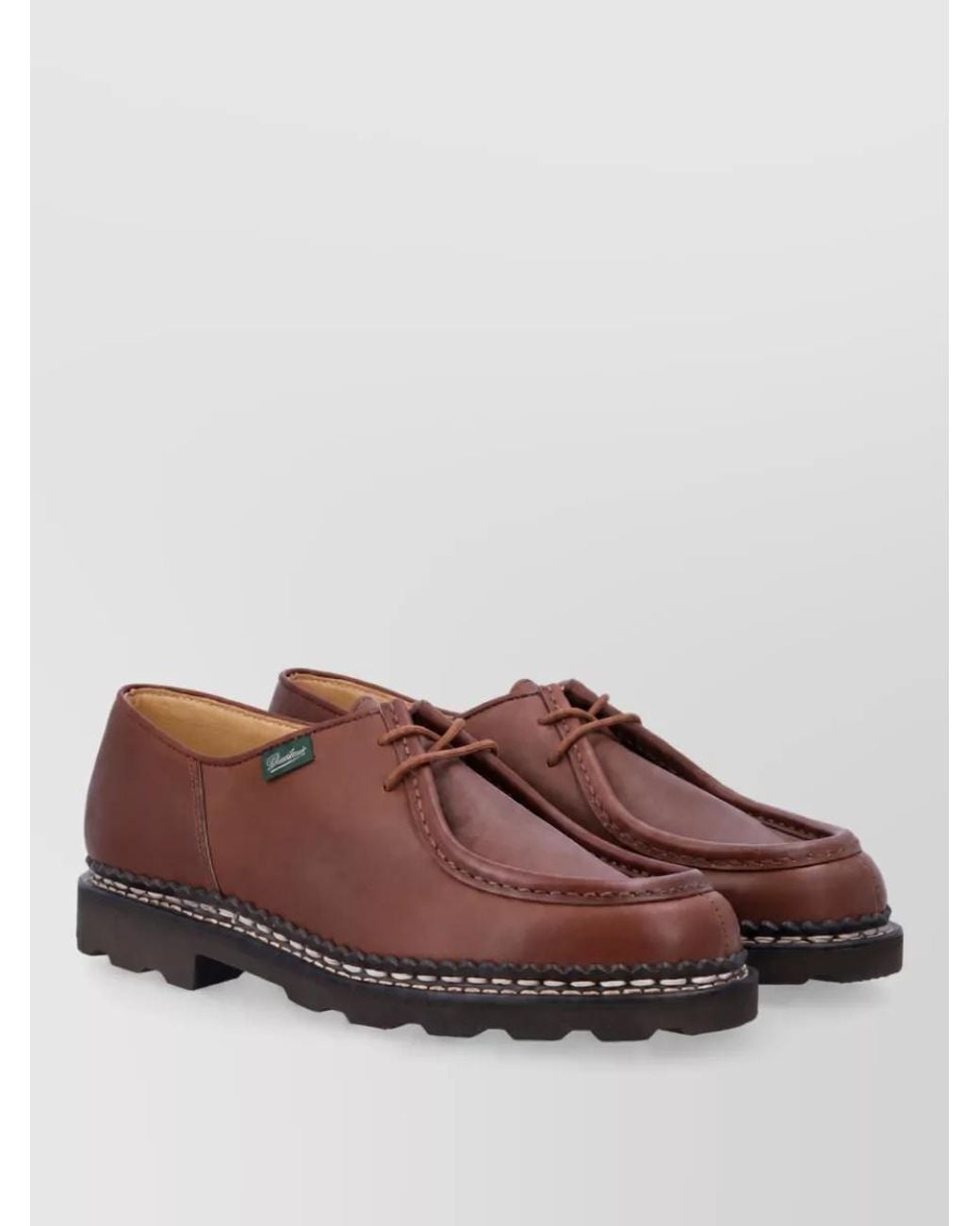 Paraboot Brown Leather Lace-Up Loafers for men