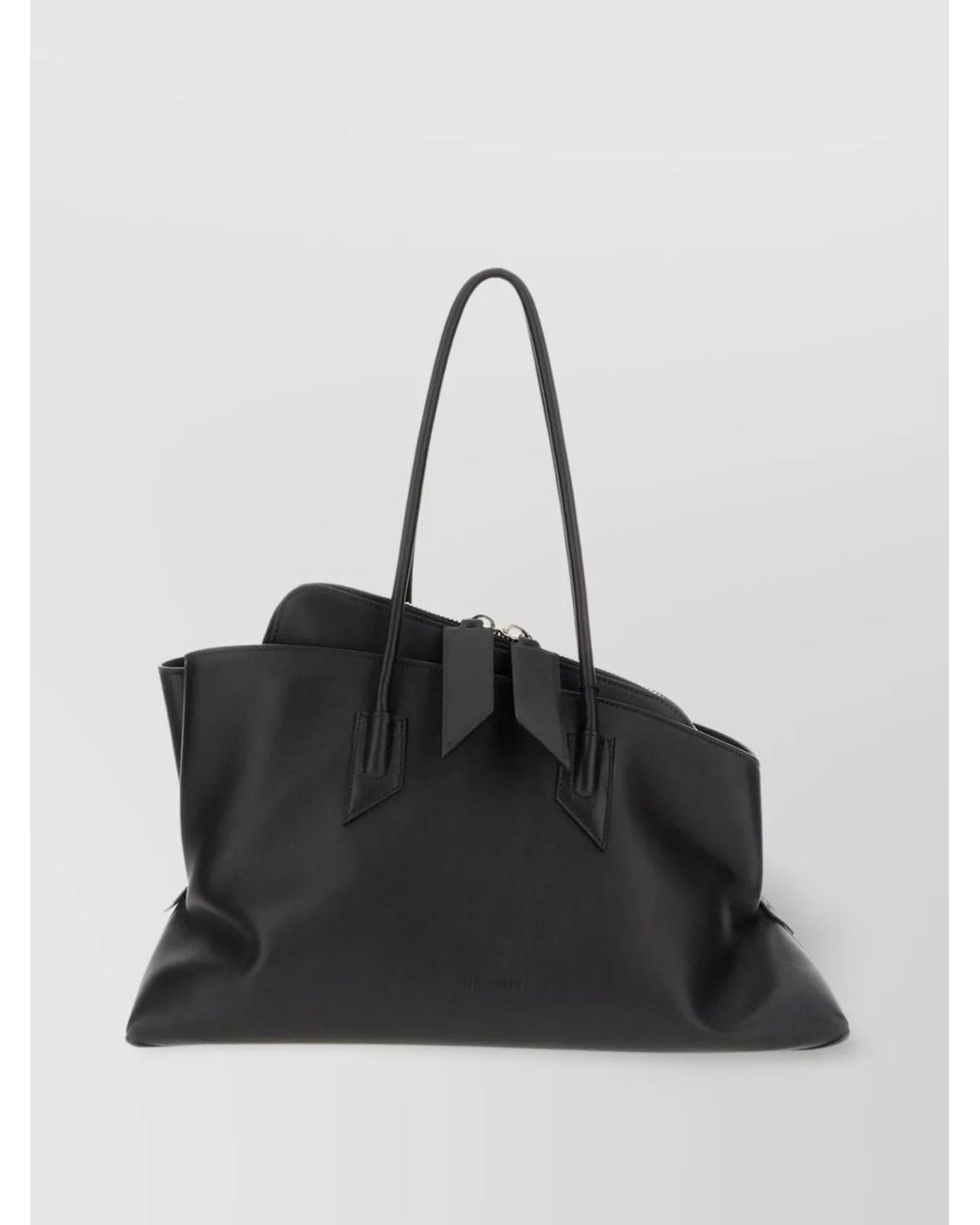 The Attico Black Medium Leather Shoulder Bag