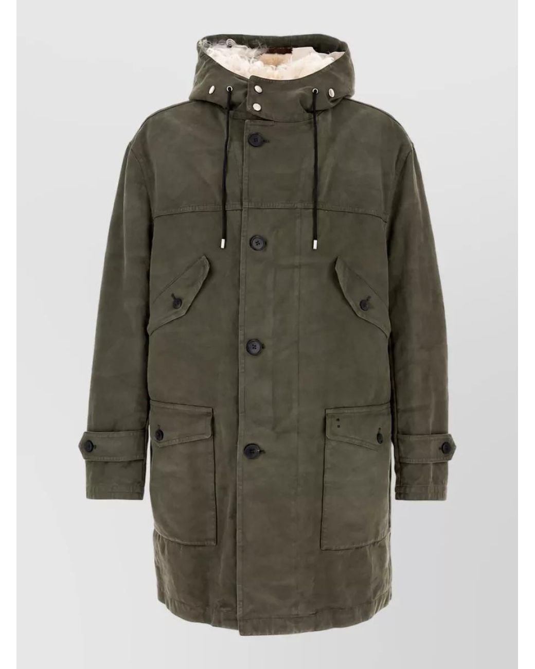 Fendi Green Cotton Parka Jacket for men