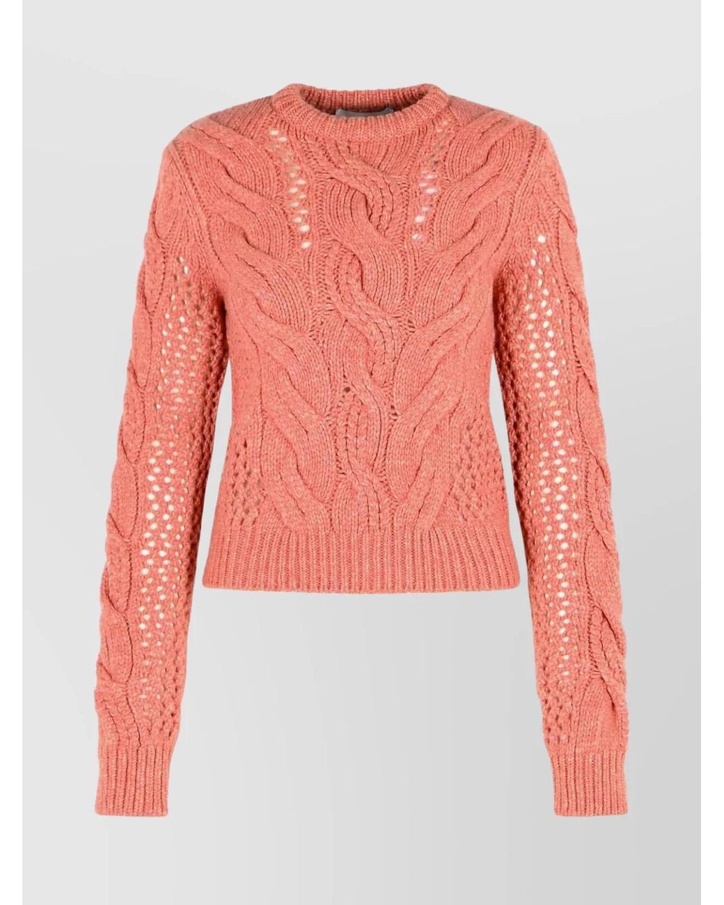 Sportmax Pink Cable-Knit Wool-Blend Jumper