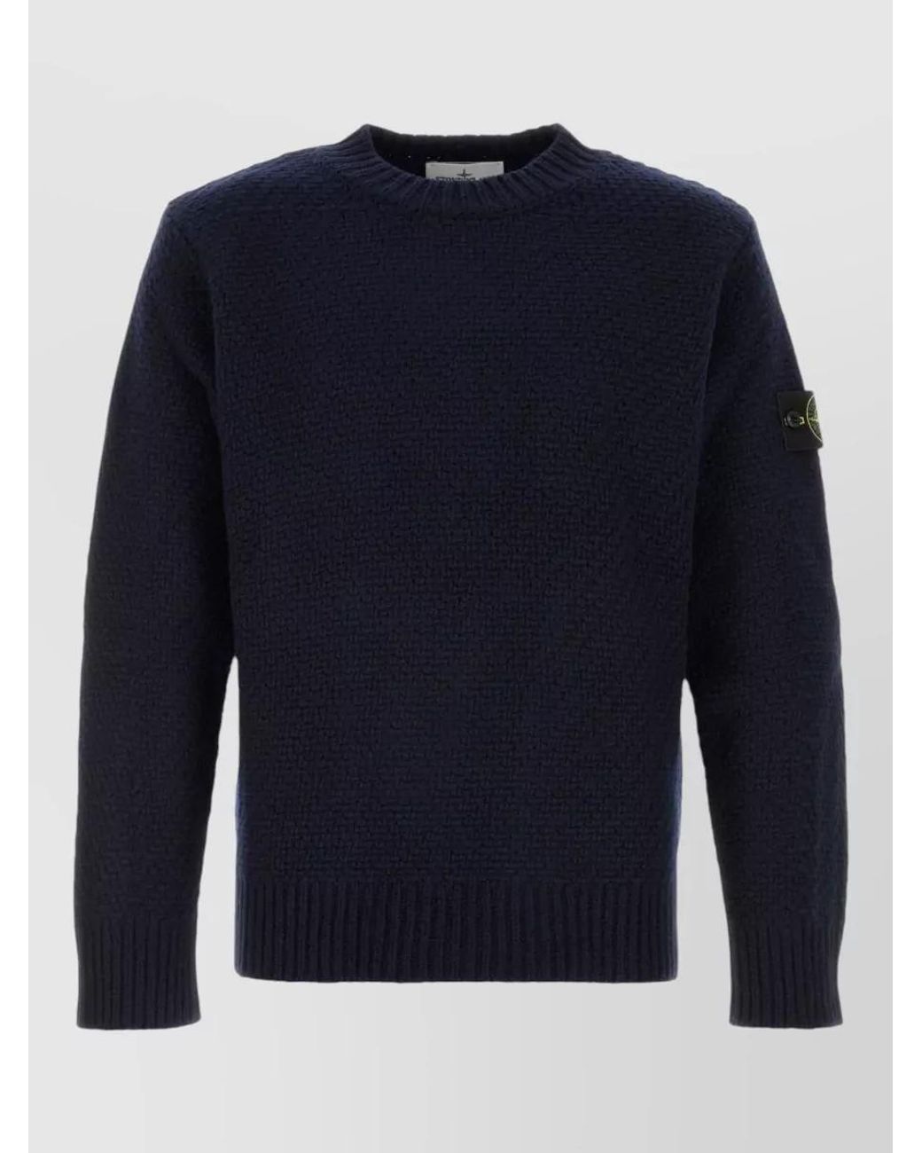 Stone Island Blue Ribbed Loose-Fit Sweater for men