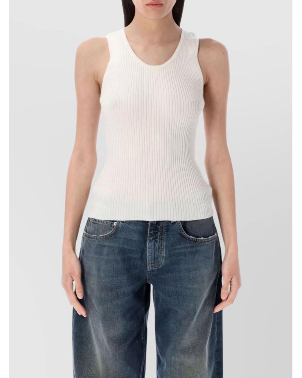 Balenciaga Blue Stretch Wool Tank Top